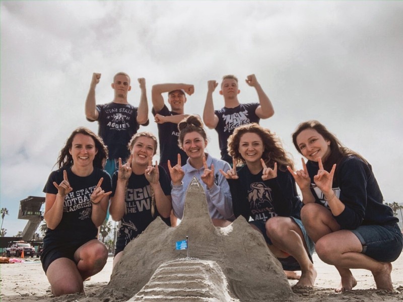 USU students pose in front of an 